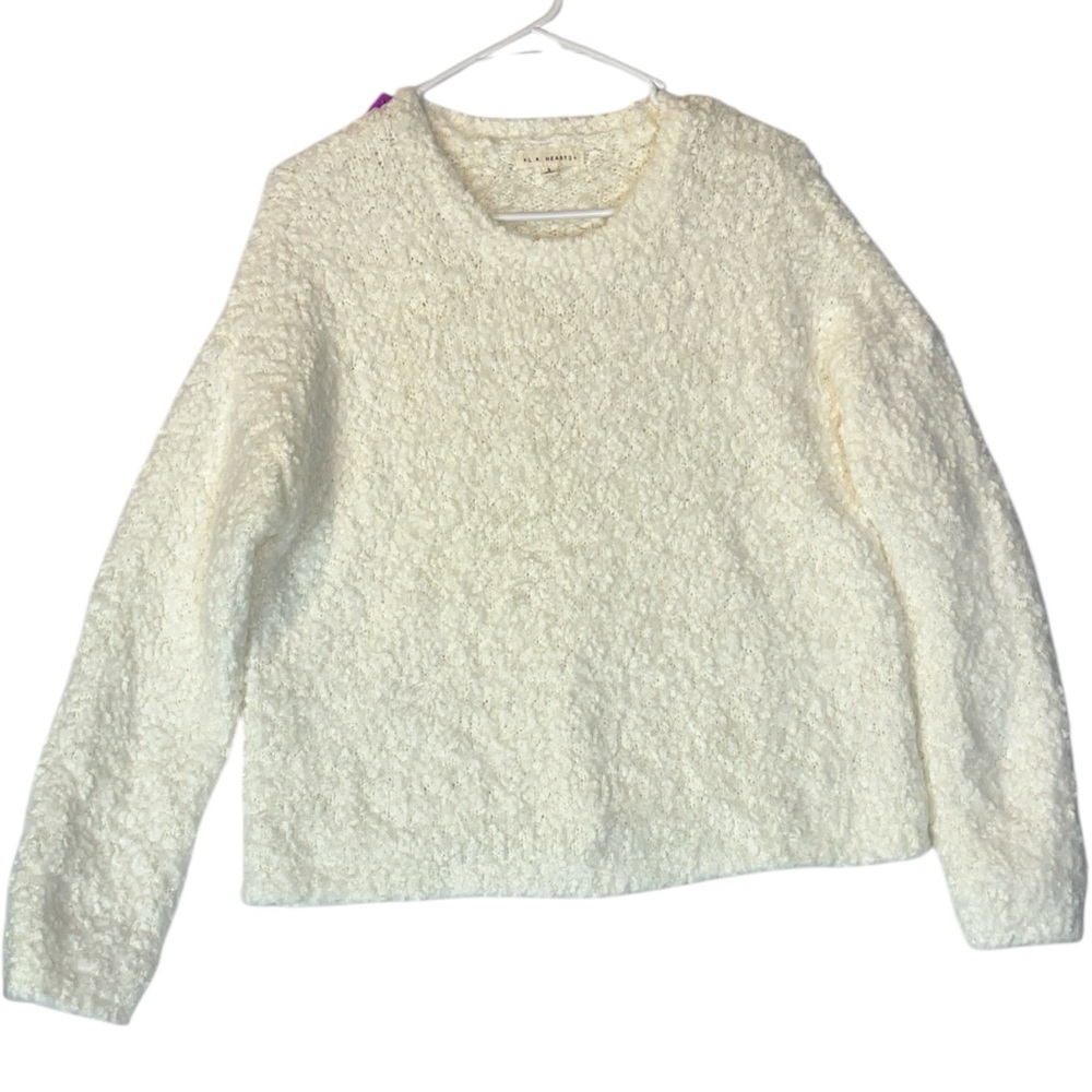La Hearts Cream Textured Popover Super Soft Cozy Women's Sweater Sz. S